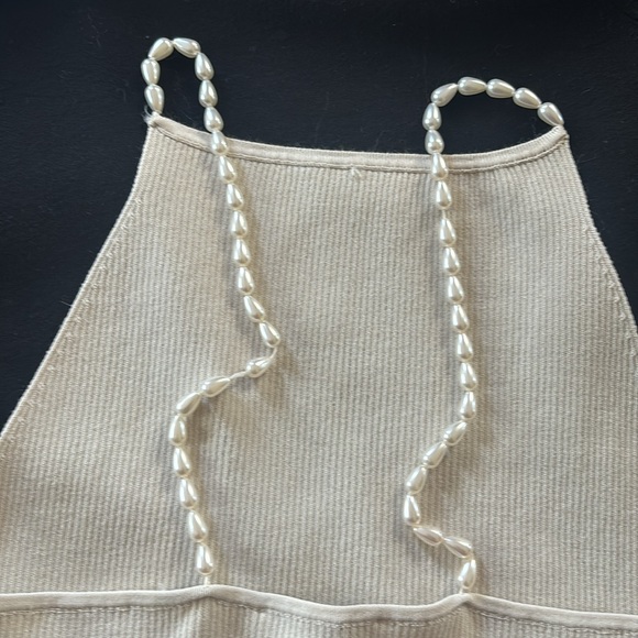 House of Harlow | L | pearl strap spaghetti ribbed cream tank top NWOT - Picture 3 of 8